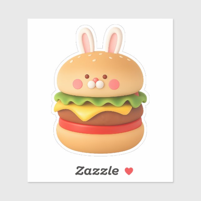 Cute Bunny Burger Character Custom Sticker (Feuille)