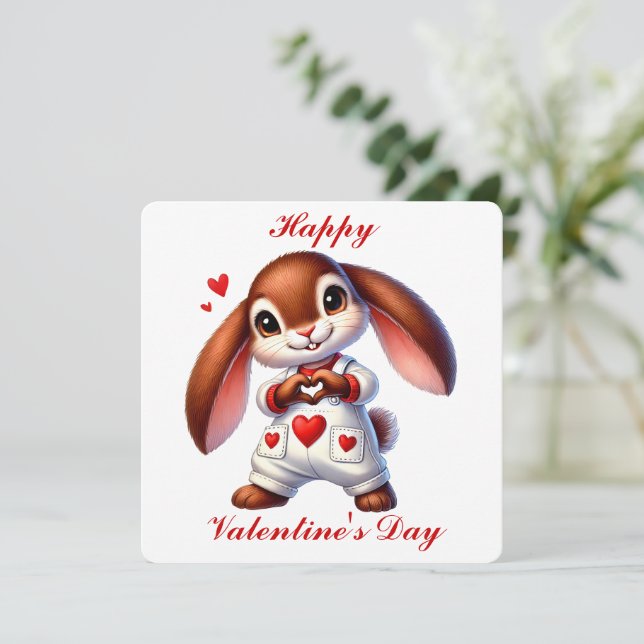 Cute Bunny - Carte Saint Valentin (Debout devant)