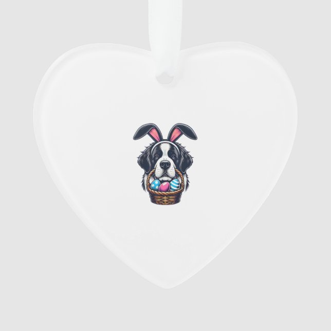 Cute Bunny Ear Saint Bernard Dog Easter Egg Owner  (devant)