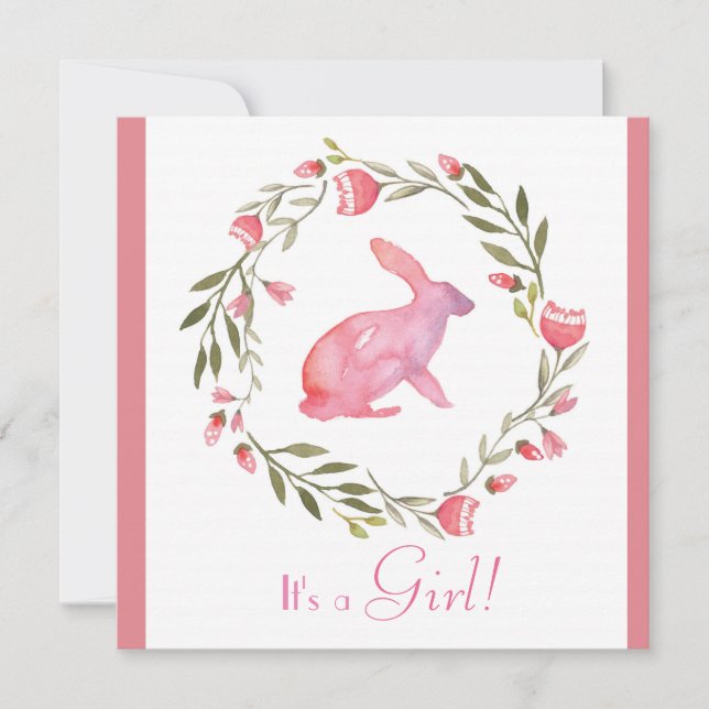 Cute Bunny et Florals Baby shower Invitation (Devant)
