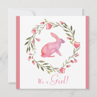 Cute Bunny et Florals Baby shower Invitation