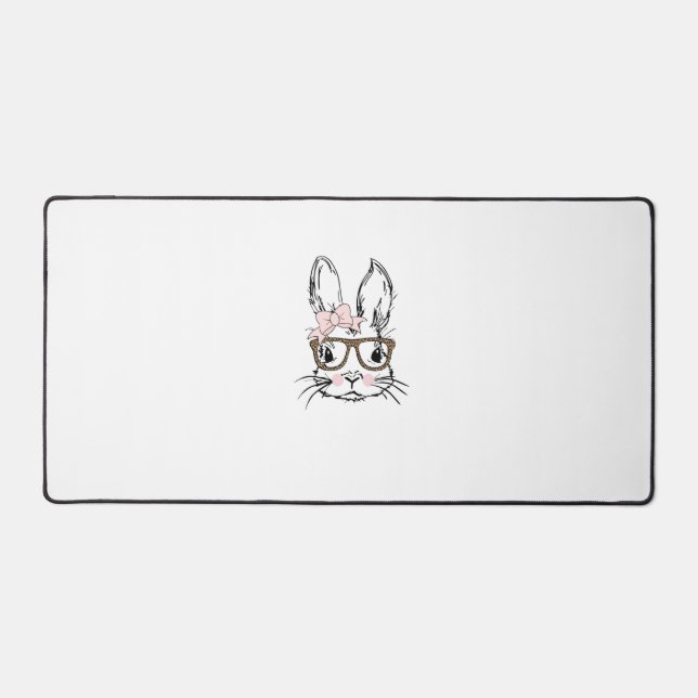 Cute Bunny Face Shirt Leopard Print Glasses EASTER (Recto)