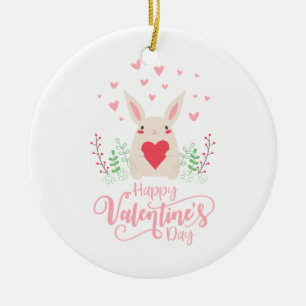 Cute Bunny Heureuse Sainte-Valentin Ornement