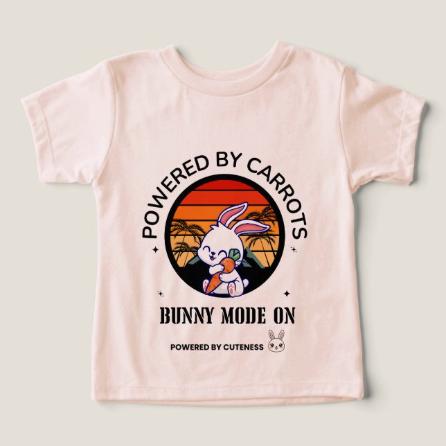 Cute Bunny Hugging Carrot Retro Sunset T-Shirt  (Design Recto)
