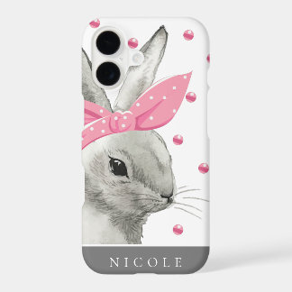 Cute Bunny Pink Bow Personnalisé