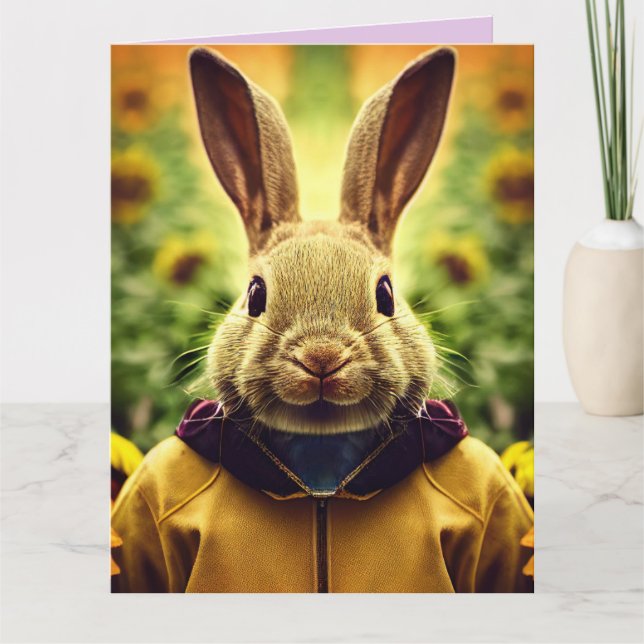 CUTE BUNNY RABBIT CARTE D'ANNIVERSAIRE surdimensio (Devant)
