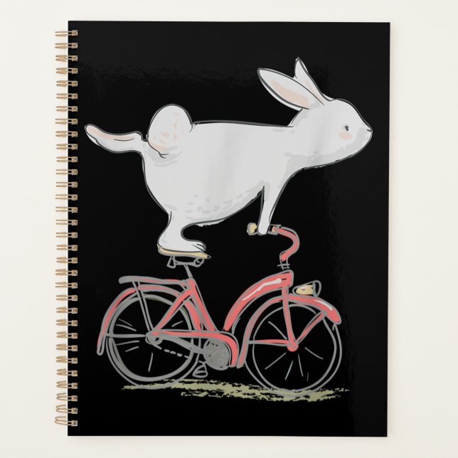 Cute Bunny Rabbit On Bike Cycling Bicycle (Devant)