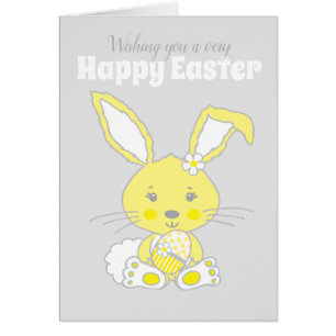 Cute bunny rabbit yellow and grey Easter card
