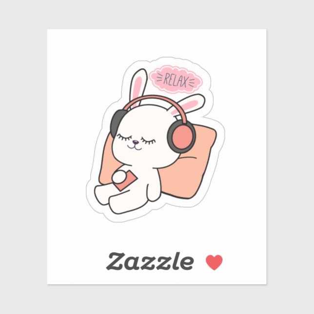 Cute Bunny “Relax” Sticker | Calm & Cozy Aesthetic (Feuille)