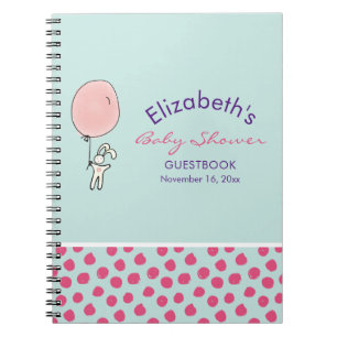 Cute Bunny tenant un Baby shower de ballon livre d