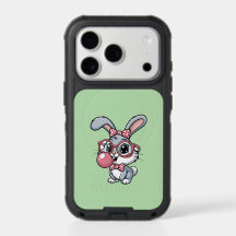 Cute Bunny with Glasses Blowing Bubble Gum