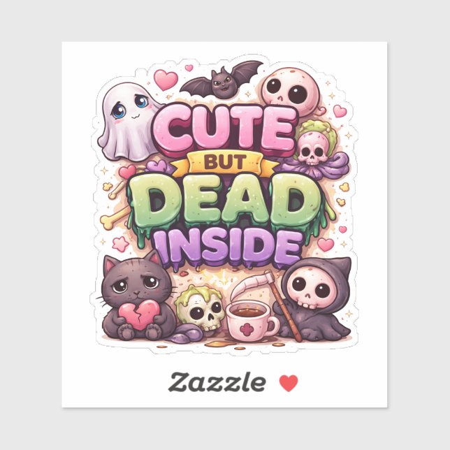 Cute But Dead Inside Custom-Cut Vinyl Sticker (Feuille)