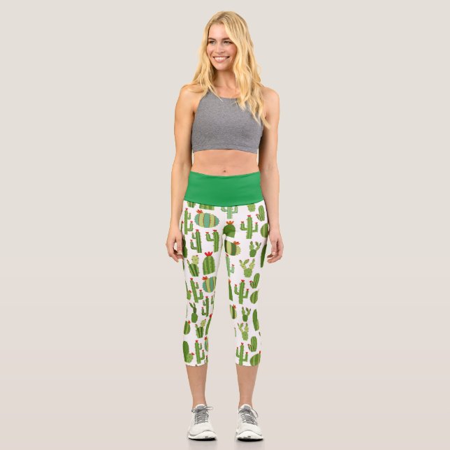 Cute Cactus Capri Leggings (Recto)