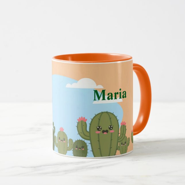 Cute cactus Ciel Bleu Mug (Devant droit)