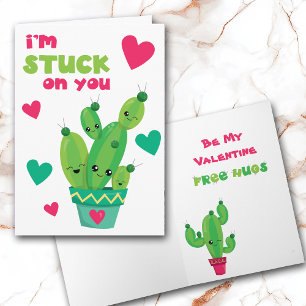 Cute Cactus Coincée sur toi Carte Valentine pour e