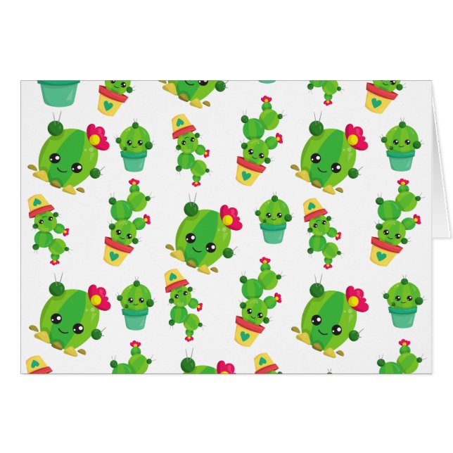 Cute Cactus, Green Cactus, Motif Cactus (Devant horizontal)
