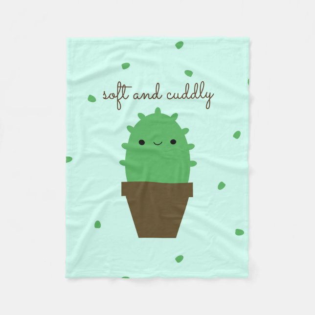 Cute Cactus Kawaii Plante couverture polaire (Devant)