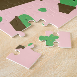 Cute cactus kawaii plante puzzle rose