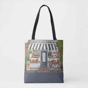 Cute Café House Storefront Watercolor Sac fourre-t