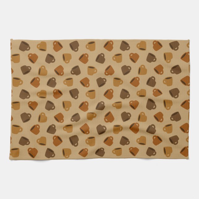Cute Café Tasses Serviette de cuisine (Horizontal)