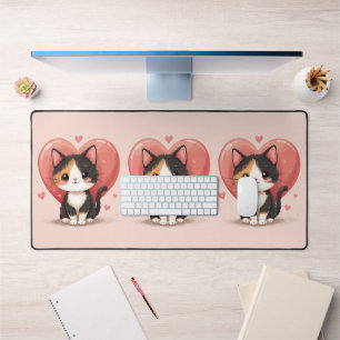 Cute Calico Cat Heart Kawaii Valentine's Art