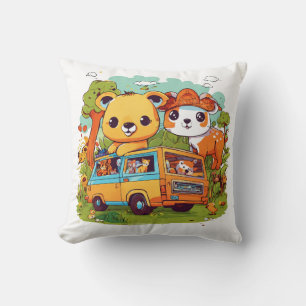 Cute Camper Van Coussin d'aventure pour enfants