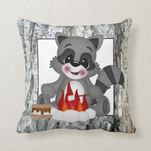 Cute Camping Raccoon fun lancer oreiller