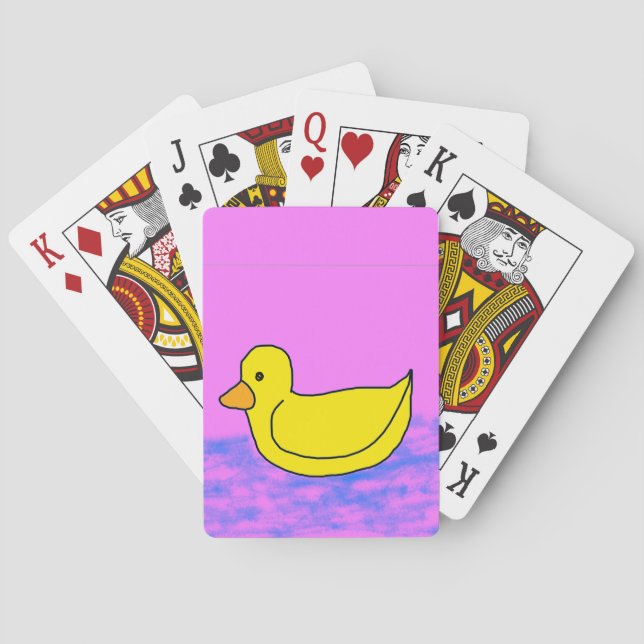 Cute Canard Jaune sur Cartes de Jeu Classique Rose (dos)
