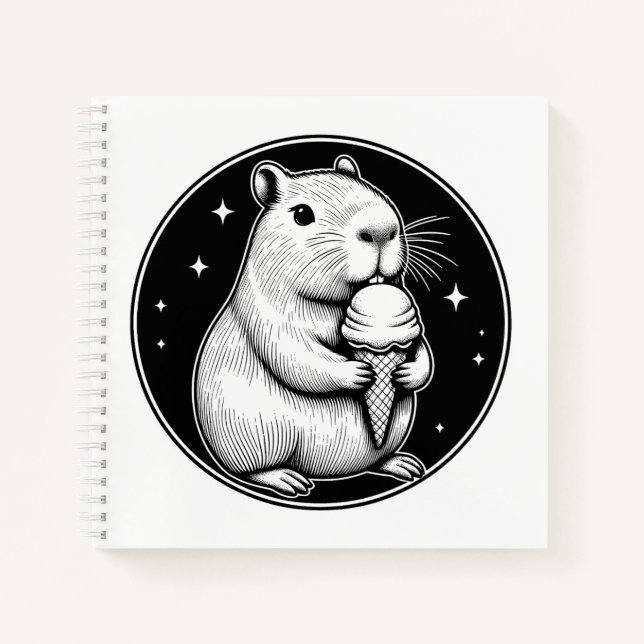 Cute Capybara avec Ice Cream Code Carnet Kawaii (Devant)