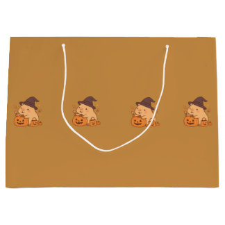 Cute Capybara avec Sac Cadeau Citrouille |