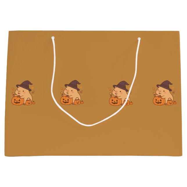Cute Capybara avec Sac Cadeau Citrouille | (Devant)