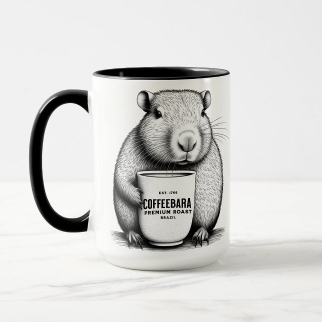Cute Capybara Coffeebara Coffeebara Mug (Gauche)