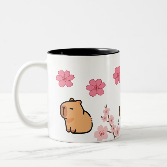Cute Capybara et Cherry Blossom Mug | Adorable (Gauche)