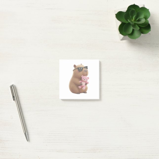 Cute Capybara Hugging Teddy Bear Post-it Notes (Bureau)