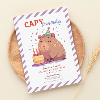Cute Capybara Invitation d'anniversaire