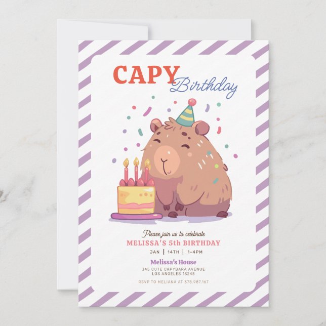 Carte De Vœux Blanche Capybara Natation Pour Famille Ou Fête