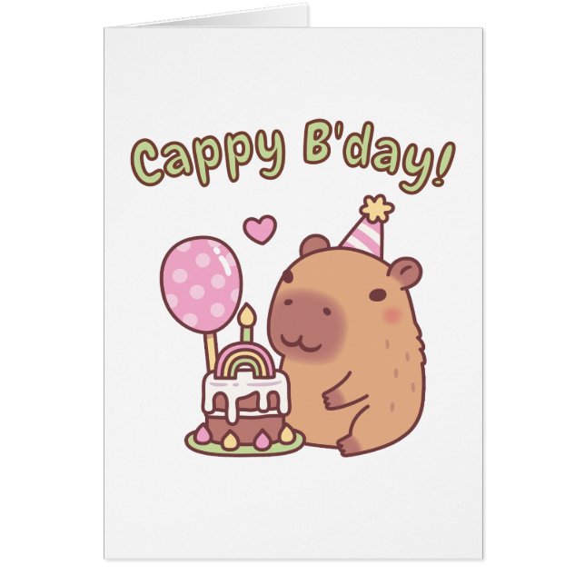 Cute Capybara Rainbow Birthday Cake Cappy Bday (Devant)
