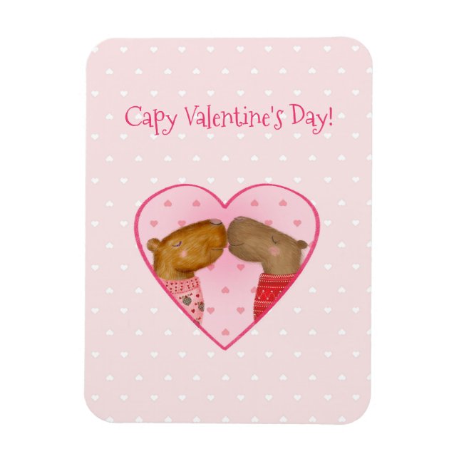 Cute capybara Valentine's Day magnet (Vertical)