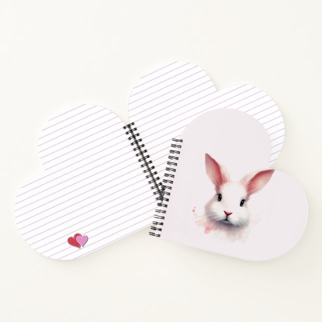 Cute Carnet De Lapin Rose Pastel En Forme De Coeur (Intérieur)