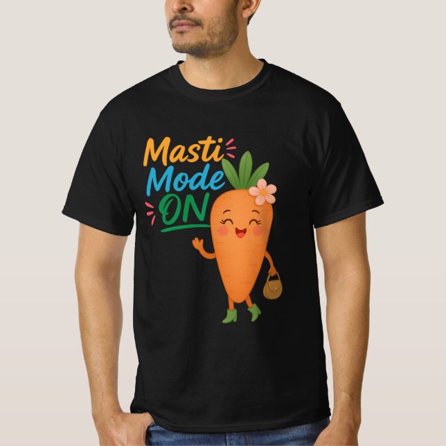 Cute Carrot Masti Mode ON Men’s T-Shirt Funny (Devant)