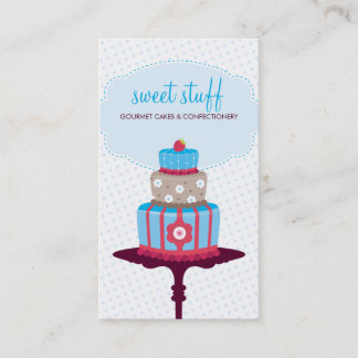 CUTE CARTE DE VISITE pâtisserie aqua bleu rouge