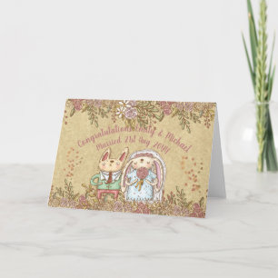 Cute Carte Mariage personnalisée Rabbit Bride Groo