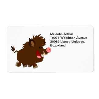 Cute Cartoon Beaming Wild Boar Livraison Étiquette