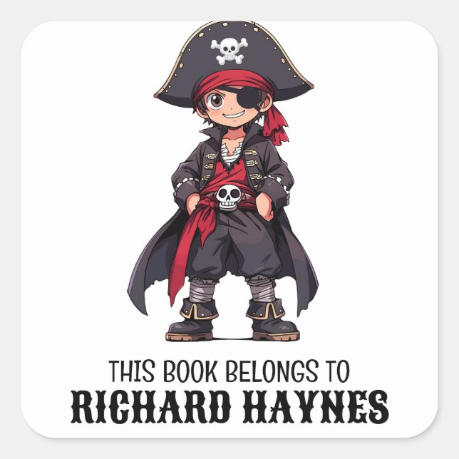 Cute Cartoon Boys Pirate Book Étiquette (Devant)