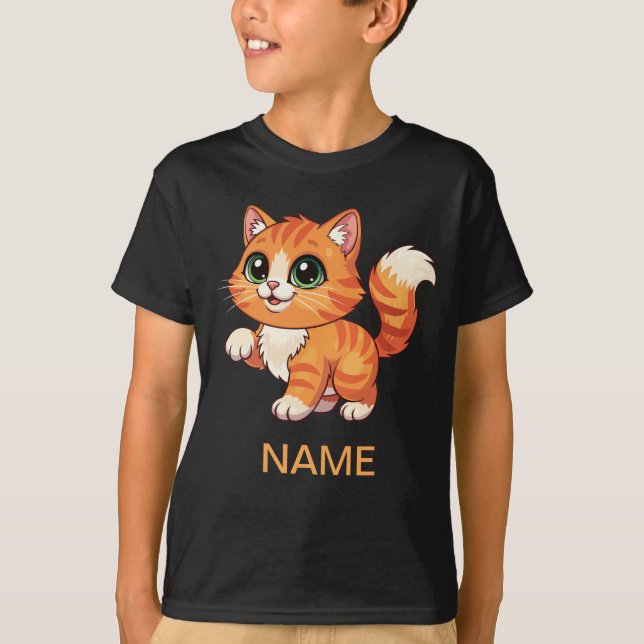 Cute Cartoon Cat Kids' T-Shirt (Devant)