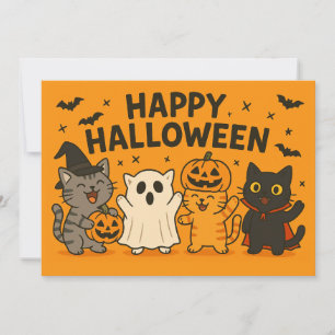 Cute Cartoon Chats Halloween Fête Invitation