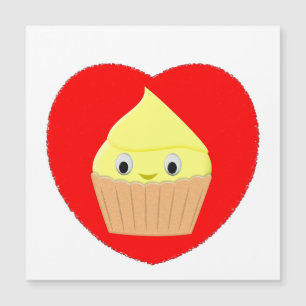 Cute Cartoon Citron Cupcake Dans Le Coeur Rouge