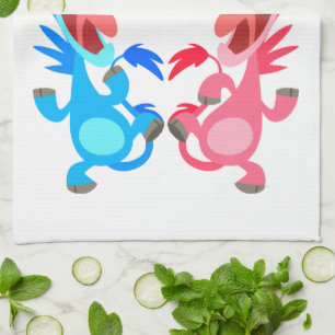 Cute Cartoon Dancing Unicorns Serviette de cuisine