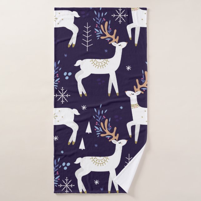 Cute cartoon deer seamless pattern, nursery backgr (Serviette de bain)