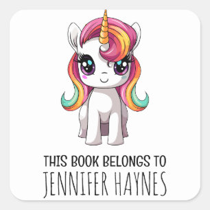 Cute Cartoon Girls Rainbow Unicorn Étiquette de li